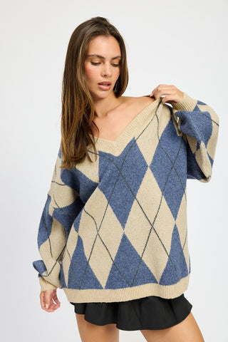 Tan Argyle Sweater