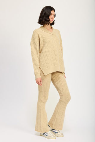 Cable Knit Collared Sweater