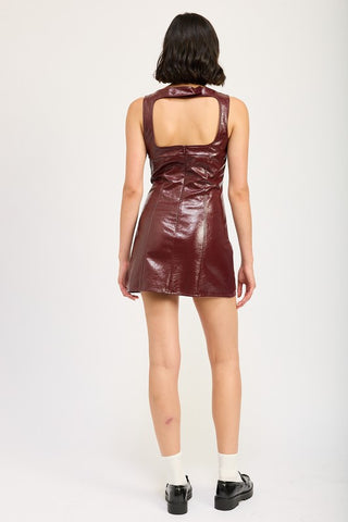 Burgundy Leather Dress