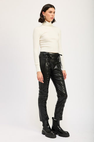 Lace Up Leather Pants