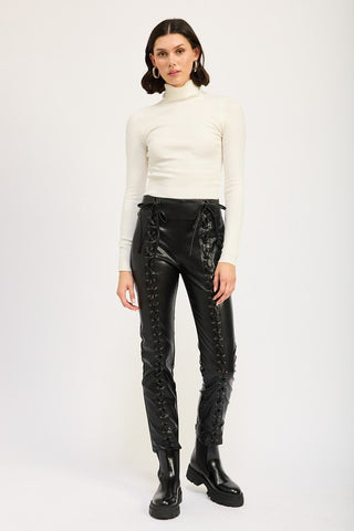 Lace Up Leather Pants