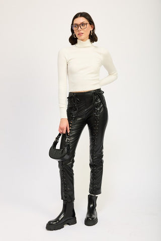 Lace Up Leather Pants