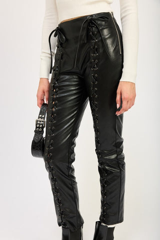 Lace Up Leather Pants