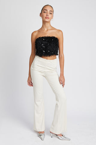 Feather Sequin Cropped Tube Top