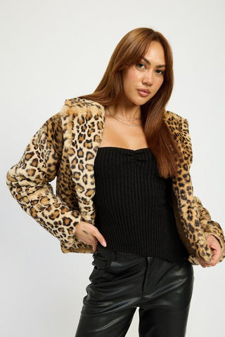 Animal Print Furry Jacket from Faux Fur Coat collection you can buy now from Fashion And Icon online shop