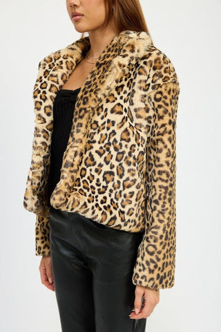 Animal Print Furry Jacket from Faux Fur Coat collection you can buy now from Fashion And Icon online shop