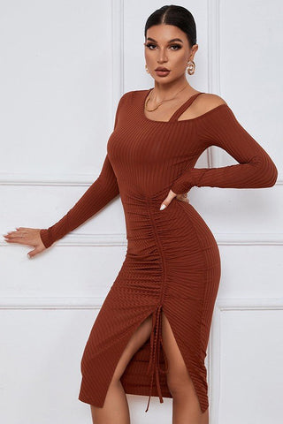 Asymmetric One - Shoulder Ruched Midi Dress from Midi Dresses collection you can buy now from Fashion And Icon online shop