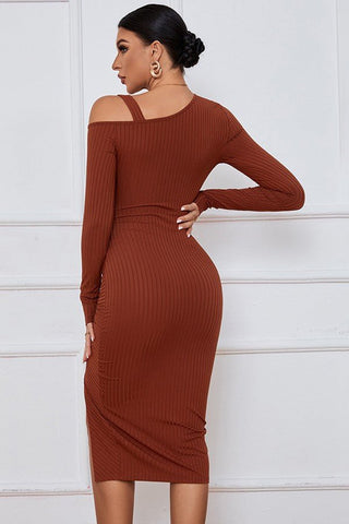 Asymmetric One - Shoulder Ruched Midi Dress from Midi Dresses collection you can buy now from Fashion And Icon online shop