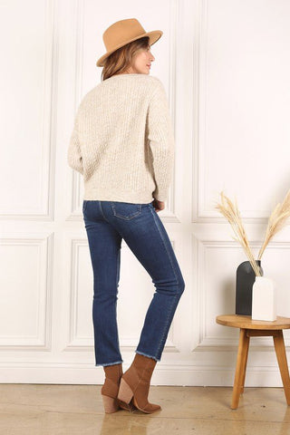 Beige Cable Knit Sweater from Long Sleeve Top collection you can buy now from Fashion And Icon online shop