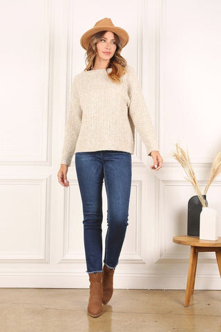 Beige Cable Knit Sweater from Long Sleeve Top collection you can buy now from Fashion And Icon online shop