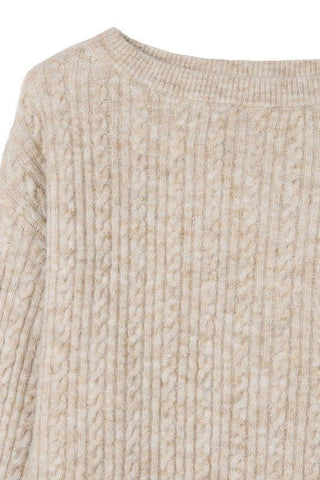 Beige Cable Knit Sweater from Long Sleeve Top collection you can buy now from Fashion And Icon online shop