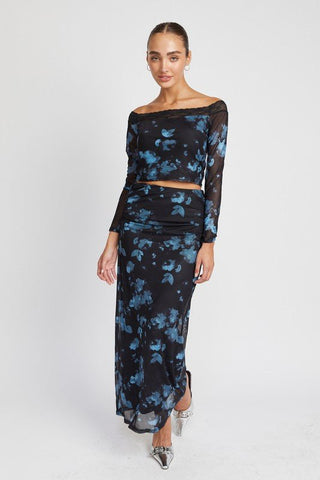 Black Floral Maxi Skirt from Maxi Skirts collection you can buy now from Fashion And Icon online shop