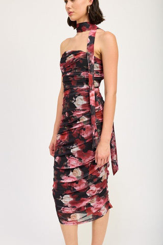 Black Floral Midi Dress from Midi Dresses collection you can buy now from Fashion And Icon online shop