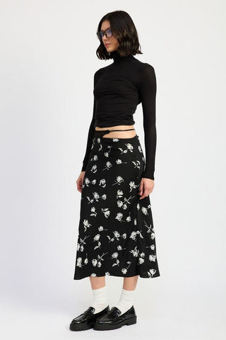 Black Floral Midi Skirt from Midi Skirts collection you can buy now from Fashion And Icon online shop