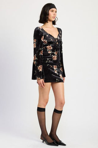 Black Floral Mini Dress from Mini Dresses collection you can buy now from Fashion And Icon online shop