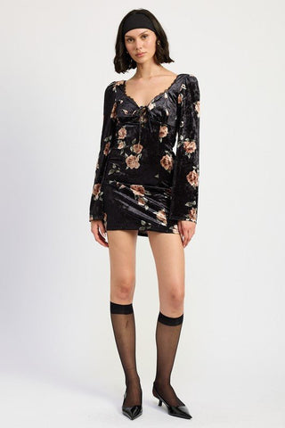 Black Floral Mini Dress from Mini Dresses collection you can buy now from Fashion And Icon online shop