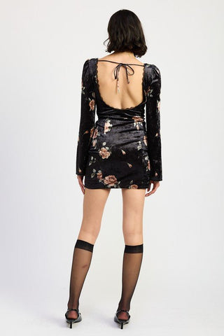 Black Floral Mini Dress from Mini Dresses collection you can buy now from Fashion And Icon online shop