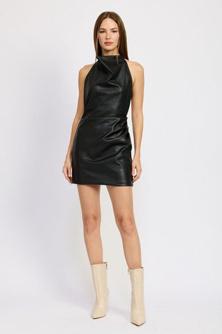 Black Leather Mini Dress from Mini Dresses collection you can buy now from Fashion And Icon online shop