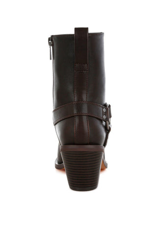 Brown Ankle Cowboy Boots with Harness Detail from Boots collection you can buy now from Fashion And Icon online shop