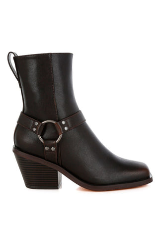 Brown Ankle Cowboy Boots with Harness Detail from Boots collection you can buy now from Fashion And Icon online shop