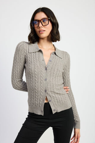 CABLE KNIT CARDIGAN TOP from Long Sleeve Top collection you can buy now from Fashion And Icon online shop