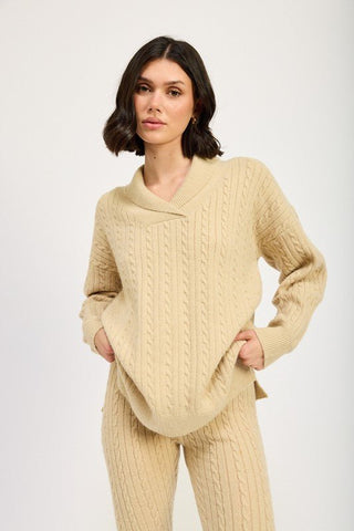 Cable Knit Collared Sweater from Long Sleeve Top collection you can buy now from Fashion And Icon online shop