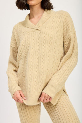 Cable Knit Collared Sweater from Long Sleeve Top collection you can buy now from Fashion And Icon online shop