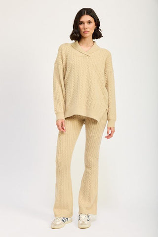 Cable Knit Collared Sweater from Long Sleeve Top collection you can buy now from Fashion And Icon online shop