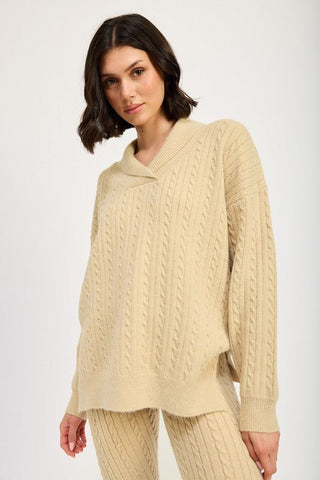 Cable Knit Collared Sweater from Long Sleeve Top collection you can buy now from Fashion And Icon online shop