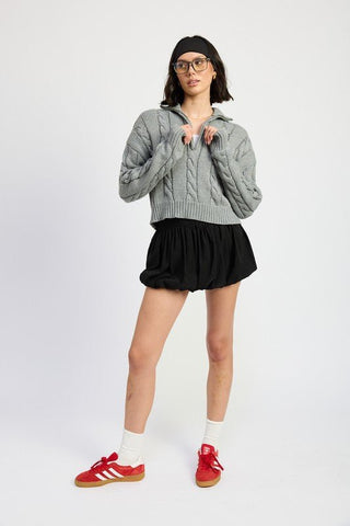 Cable Knit Sweater With Half Zip from Long Sleeve Top collection you can buy now from Fashion And Icon online shop