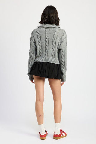 Cable Knit Sweater With Half Zip from Long Sleeve Top collection you can buy now from Fashion And Icon online shop