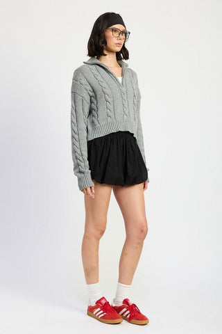 Cable Knit Sweater With Half Zip from Long Sleeve Top collection you can buy now from Fashion And Icon online shop