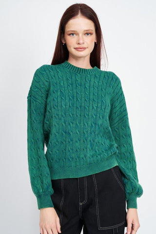 Cable Knit Top With Bubble Sleeves from Knit Tops collection you can buy now from Fashion And Icon online shop