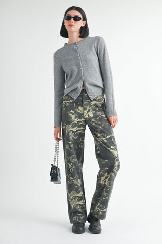 Camouflage Straight Leg Pants with Pockets from Straight Leg Pants collection you can buy now from Fashion And Icon online shop