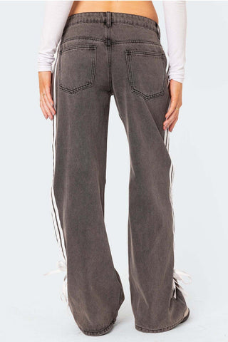 Casual Denim Pants with Side Stripe from Wide leg Jeans collection you can buy now from Fashion And Icon online shop