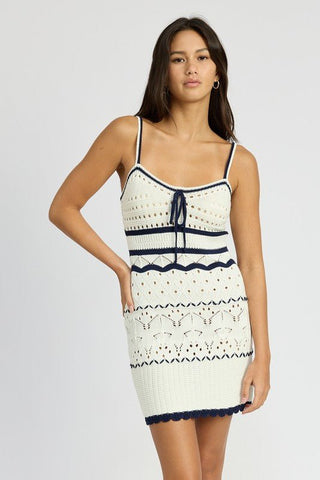 Contrasted Crochet Mini Dress from Mini Dresse collection you can buy now from Fashion And Icon online shop