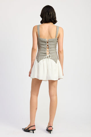 Corset Style Drop Waist Mini Dress from Mini Dresses collection you can buy now from Fashion And Icon online shop