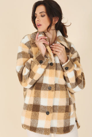 Cozy Plaid Sherpa Jacket with Pockets from Overshirts collection you can buy now from Fashion And Icon online shop