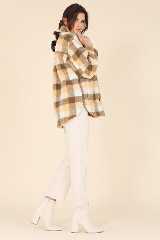 Cozy Plaid Sherpa Jacket with Pockets from Overshirts collection you can buy now from Fashion And Icon online shop