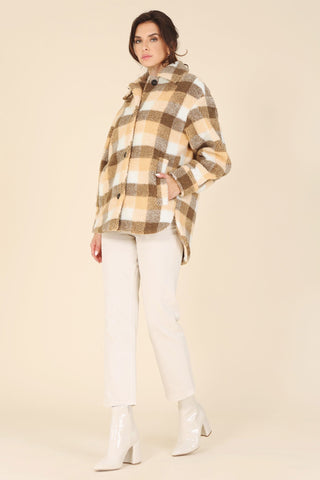 Cozy Plaid Sherpa Jacket with Pockets from Overshirts collection you can buy now from Fashion And Icon online shop