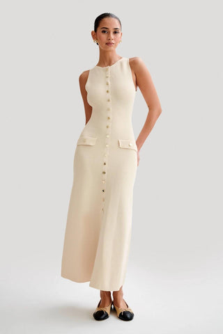 Cream Maxi Knit Dress from Maxi Dresses collection you can buy now from Fashion And Icon online shop