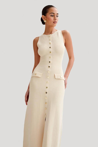 Cream Maxi Knit Dress from Maxi Dresses collection you can buy now from Fashion And Icon online shop