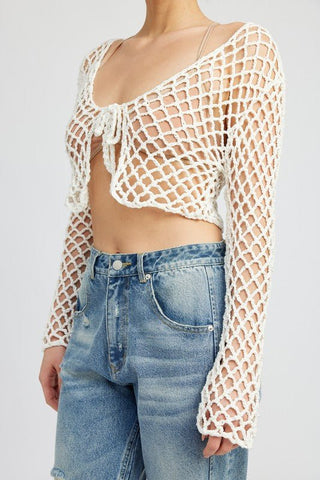 Crochet Tie-Front Top from Crop Tops collection you can buy now from Fashion And Icon online shop