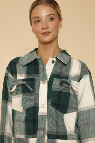 Cropped Flannel Jacket With Bow Detailing from Flannel Jacket collection you can buy now from Fashion And Icon online shop