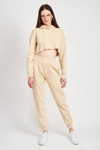 Cropped Hoodie With Drawstrings from Long Sleeve Top collection you can buy now from Fashion And Icon online shop