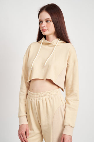 Cropped Hoodie With Drawstrings from Long Sleeve Top collection you can buy now from Fashion And Icon online shop