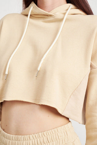 Cropped Hoodie With Drawstrings from Long Sleeve Top collection you can buy now from Fashion And Icon online shop