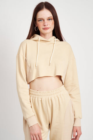 Cropped Hoodie With Drawstrings from Long Sleeve Top collection you can buy now from Fashion And Icon online shop