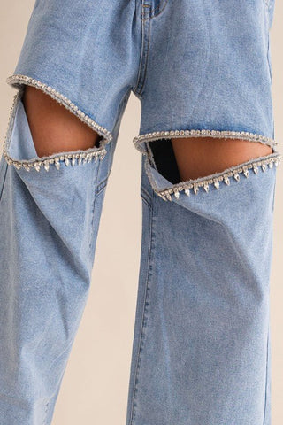 Denim Jeans With Rhinestones from Jeans collection you can buy now from Fashion And Icon online shop