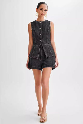 Denim Vest and Shorts Matching Set from Matching Sets collection you can buy now from Fashion And Icon online shop